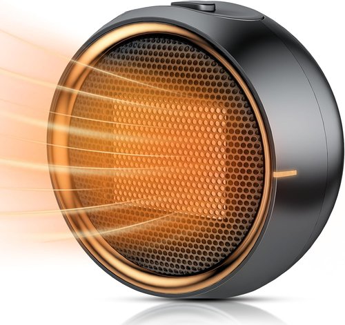 ASNUG Portable Electric Space Heater - 500W PTC Ceramic Design for Fast Heating | Quiet & Safe for Home, Office, Bathroom