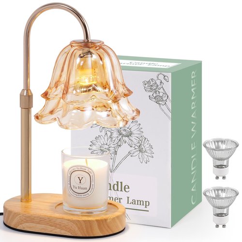 Flower Candle Warmer Lamp with Timer - Dimmable Electric Candle Lamp, Birthday Gifts for Women Mom, House Warming Gifts New Home Decor, Adjustable Wax Wamer Light for Jar Candles