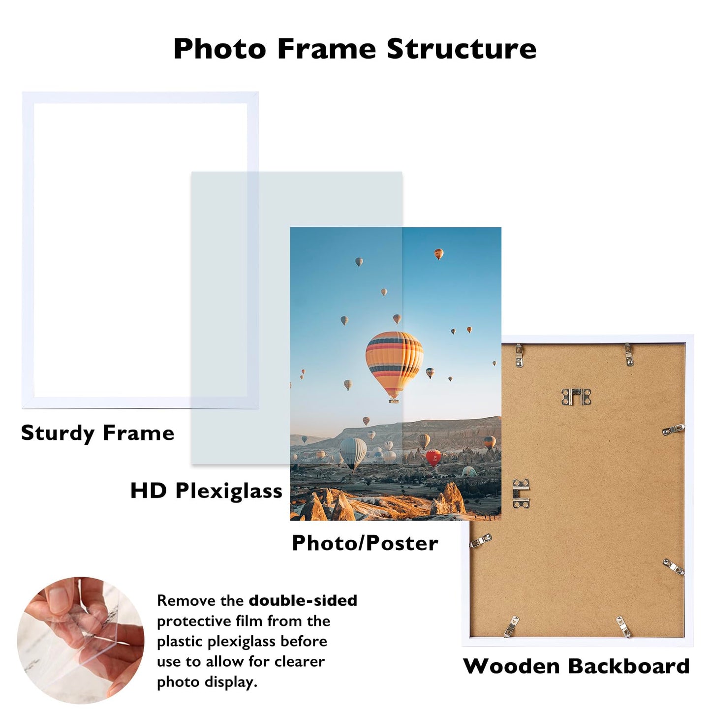 JCJMY 15x20 Picture Frame White for Poster Photo Picture, Horizontal and Vertical Formats for Wall Hanging, 15 x 20 Wall Gallery Poster Photo Frame for 15 by 20 Photos Posters, White