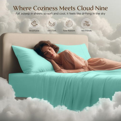 Utopia Bedding Full Bed Sheets Set - 4 Piece Bedding - Brushed Microfiber - Shrinkage and Fade Resistant - Easy Care (Full, Spa Blue)