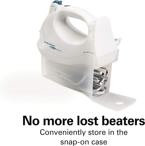 Hamilton Beach Electric Hand Mixer - 6-Speed with QuickBurst & Storage Case, 250W, White (62695V)
