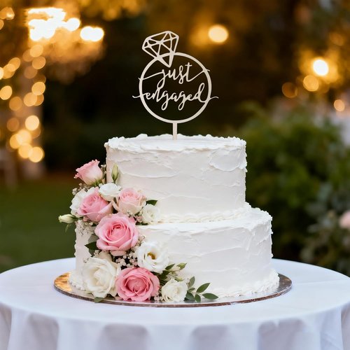 Just Engaged | Mirror Wood Cake Topper - Perfect for Engagement Parties, Bridal Showers & Weddings