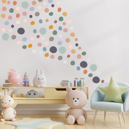 15 Sheet 300 Pcs Irregular Polka Dots Boho Wall Decal Terrazzo Playroom Bedroom Removable Modern Vinyl Boho Wall Stickers(Bright Color)