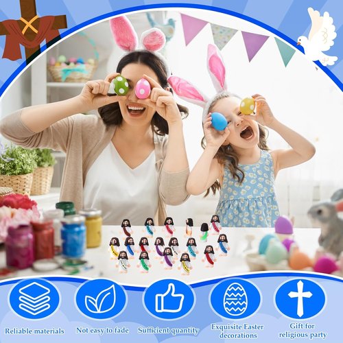 Bememo Mini Jesus Figures - 50 Pcs Christ Toys for Hide and Seek | Colorful Religious Party Favors