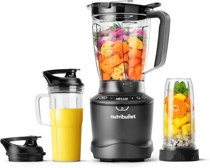 Nutribullet SmartSense Blender Combo - 1400W Power, 64oz Pitcher & 32oz/24oz Cups | Smoothies & Soups in Gunmetal Gray
