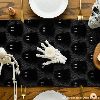 Artoid Mode Black Soft Faux Fur Ghost Table Runner 13 x 120 Inch (Variation: Black+13" x 120")