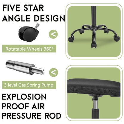 BestOffice Ergonomic Office Chair Desk Chair Mesh Computer Chair Armless Back Support Modern Executive Rolling Swivel Chair with Lumbar Support（Black）