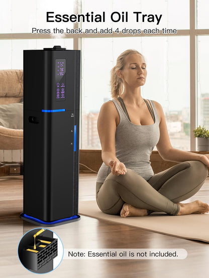 Zeova 10L/2.64Gal Humidifier, Top Fill Quiet Ultrasonic Cool Mist Humidifiers for Bedroom, Covers 550ft², 60H Runtime, 24H Timer, 3 Mist Modes Humidifier Large Room, Home, Office, Plants, Black