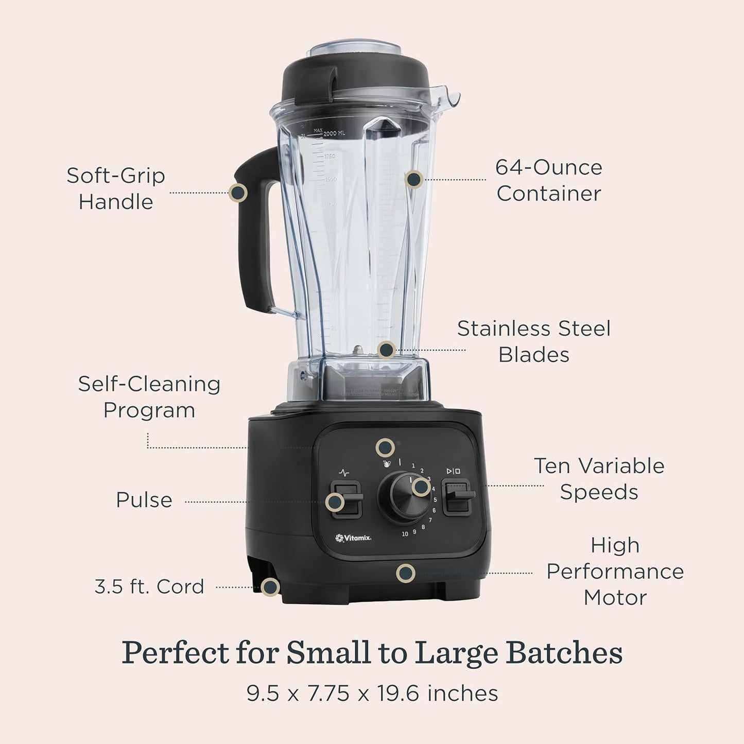Vitamix VX1 Blender - Professional Kitchen Blender for Smoothies & Soups | 10-Speed, 64 Oz, Black