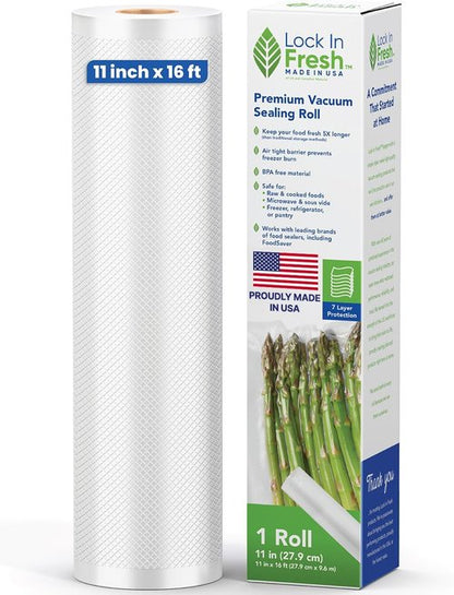 Heavy Duty Vacuum Sealer Bags by Food Saver - 11" x 16' Rolls for Sous Vide & Meal Prep | Made in the USA