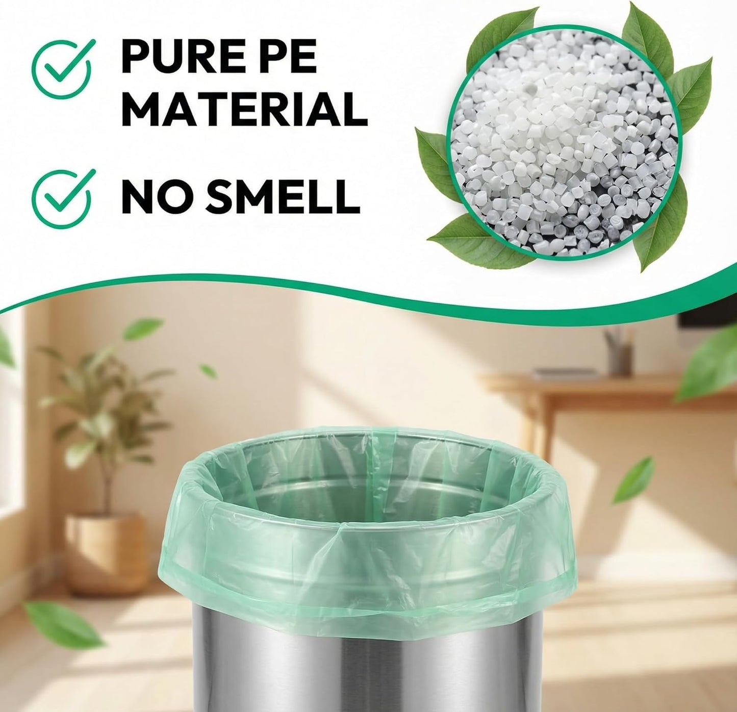 YHEEL Small Trash Bags - 1.2 Gallon Unscented Leak-Proof Liners for Office & Bedroom | 150 Count