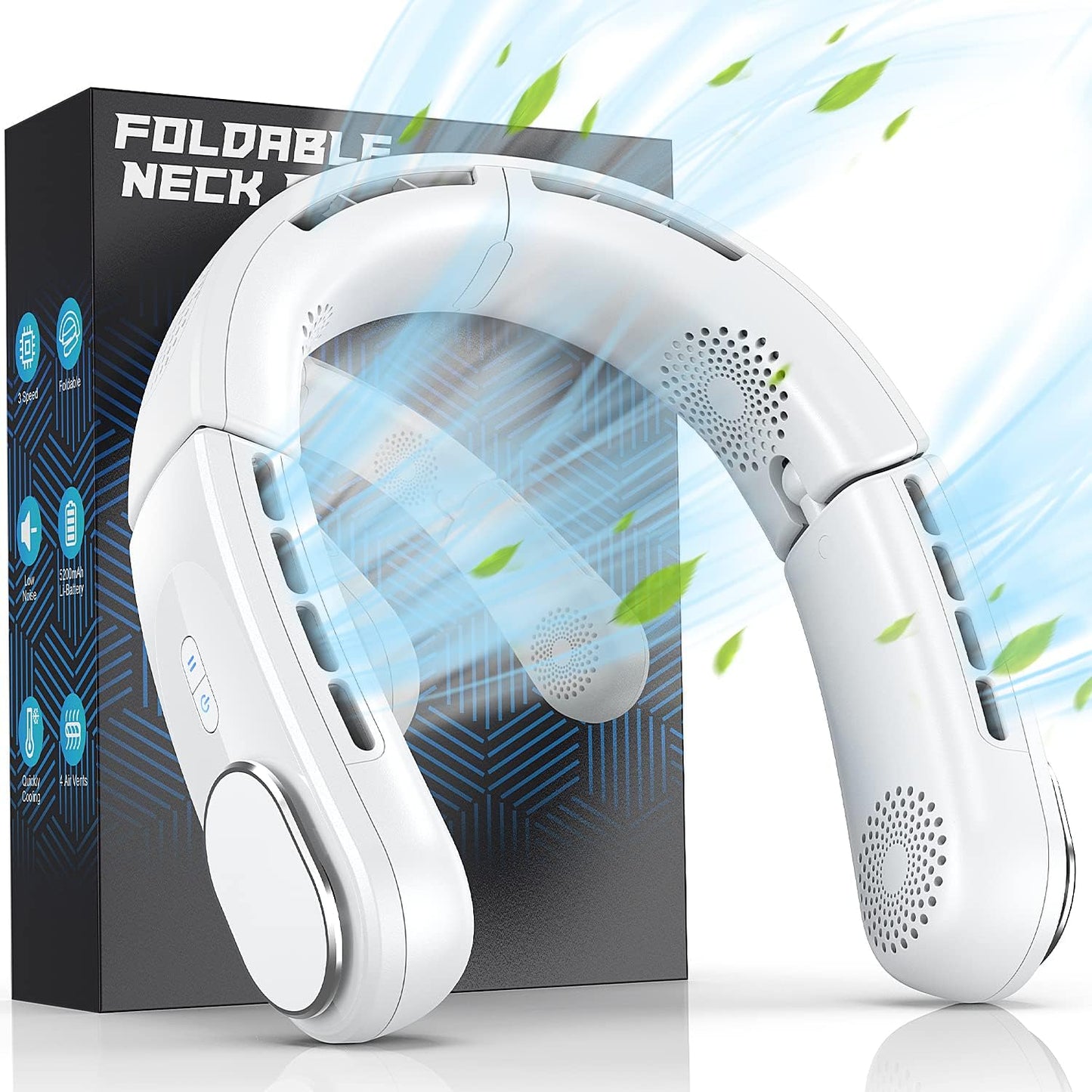ChillGo Neck Fan - Portable Bladeless Cooling Fan with 4 Turbo Airflow | 5200mAh Battery for Travel