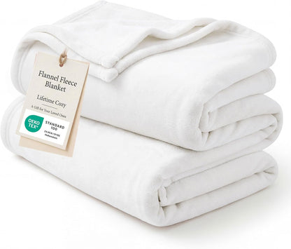 Bedsure GentleSoft Fleece Blanket - Cozy Small Throw for Kids | 43x55 Inches, White