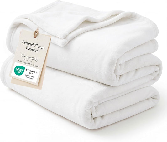 Bedsure GentleSoft Fleece Blanket - Cozy Small Throw for Kids | 43x55 Inches, White