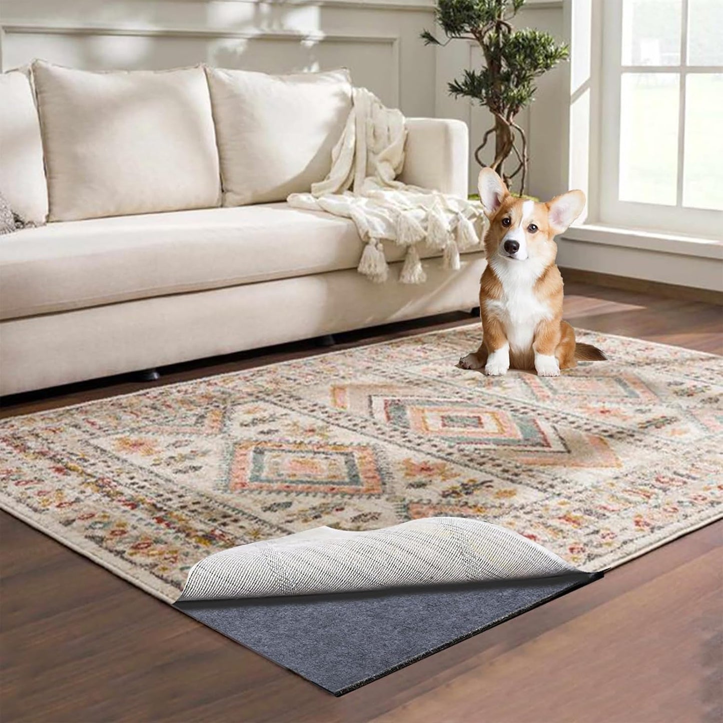 Skiennix Waterproof Rug Pad - Non-Slip Carpet Pad for All Floors | 8x10 ft Soft & Safe Design