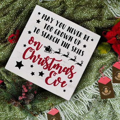 Christmas Eve Rustic Wooden Box Sign - 5.1 x 5.1 in Desk Decor for Home & Office