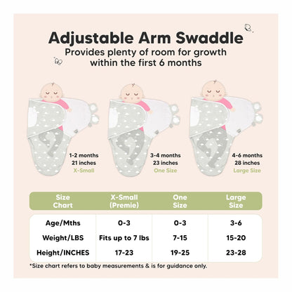 Skiennix Baby Swaddle Sleep Sacks - Soft & Durable 3-Pack for Newborns 0-3 Months | Easy Diaper Change