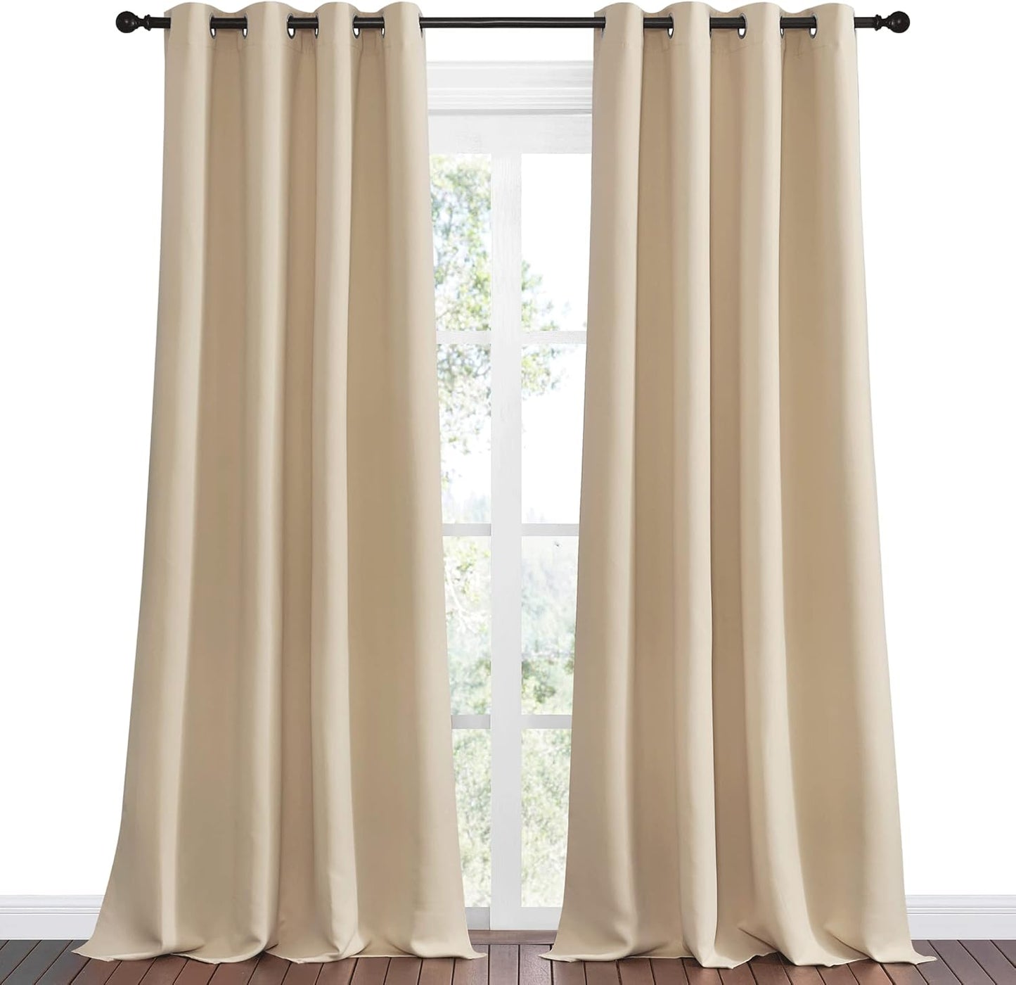 NICETOWN Bedroom Darkening Curtains - Biscotti Beige, 55" x 120", Thermal Insulated Grommet Panels