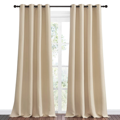 NICETOWN Bedroom Room Darkening Curtains - Triple Weave Microfiber Grommet Top Thermal Insulated Solid Panels/Drapes for Kid's Room (Biscotti Beige, 1 Pair, 55 inches by 90 Inch)