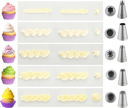 COKUMA Stainless Steel Piping Tips Set - 5PCS Cake Decorating Tools for Frosting & Icing | Dishwasher Safe