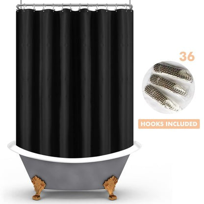 Mrs Awesome Black Clawfoot Tub Shower Curtain or Liner with 12 Magnets - Free 36 Hooks Included, Waterproof PEVA, 180" x 70", Black