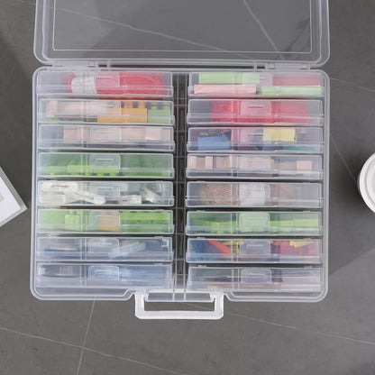 Novelinks Transparent Photo Cases - 4" x 6" Clear Craft Keeper with Handle & 16 Inner Organizers