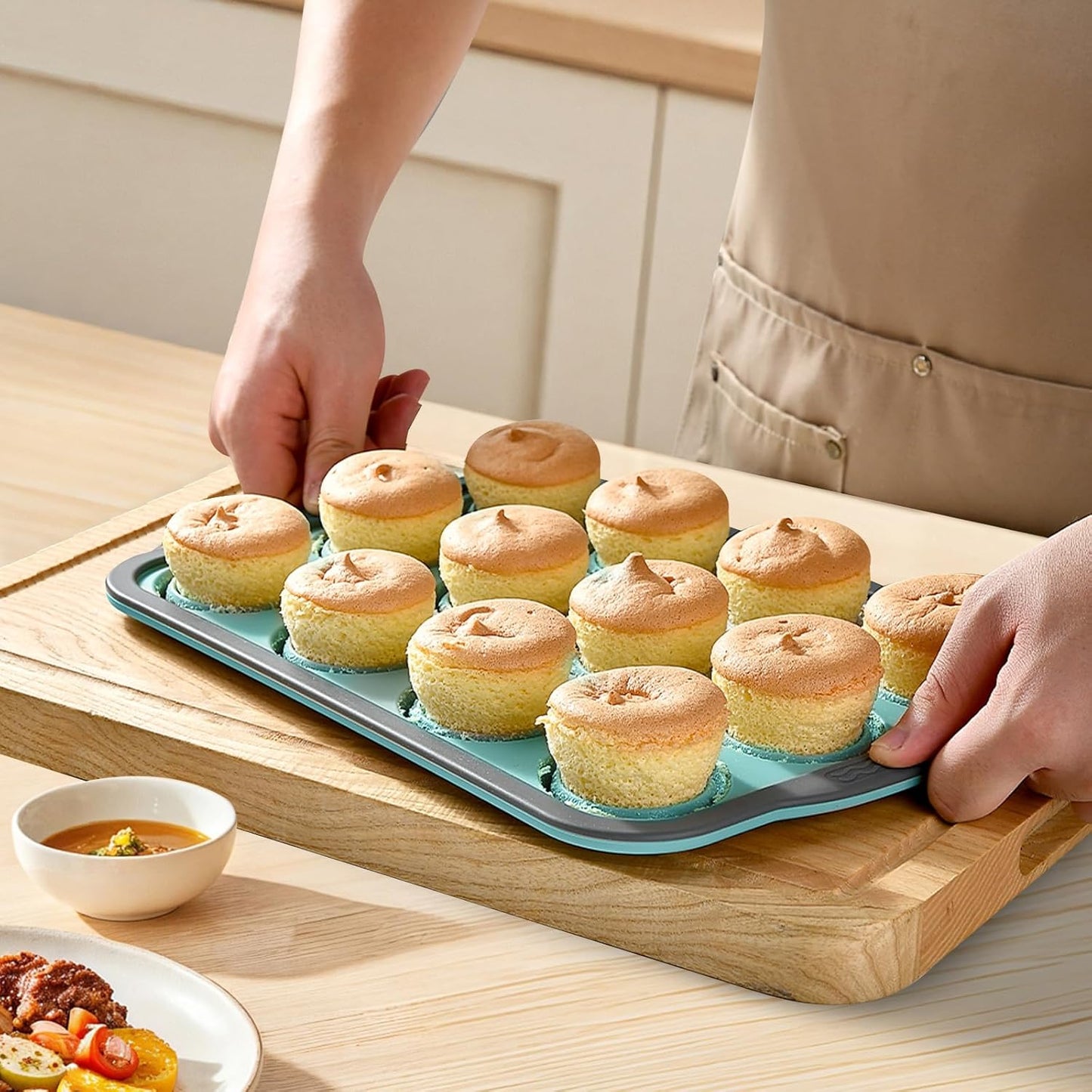 Skiennix Silicone Muffin Pan - 6 Cup Nonstick Baking Molds | BPA-Free, Easy to Clean, Pink