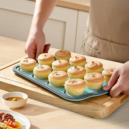 Skiennix Silicone Muffin Pan - 6 Cup Nonstick Baking Molds | BPA-Free, Easy to Clean, Pink