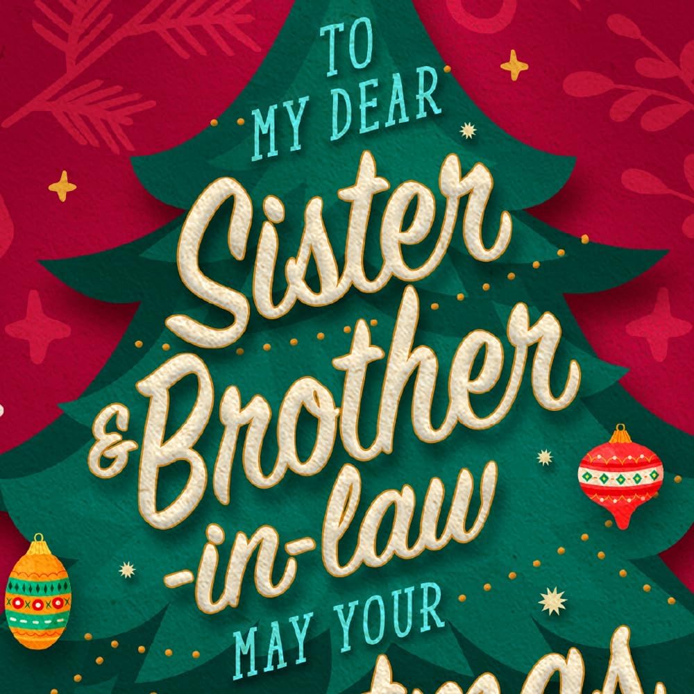 Prime Greetings Christmas Card for Sister and Brother-in-Law - Eco-Friendly, Thick Card Stock, 5in x 7.75in
