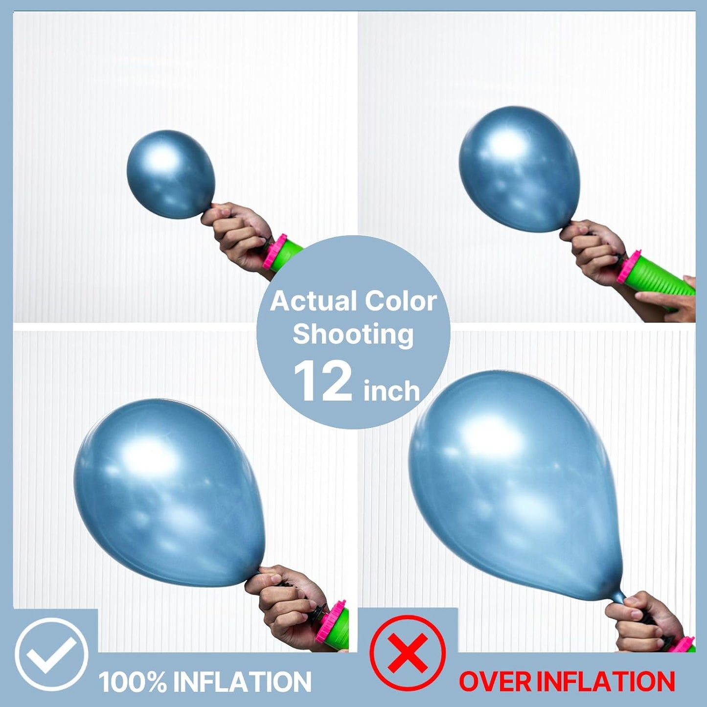 PartyWoo Metallic Light Blue Balloons - 100 Pcs Latex Balloon Arch Kit for Graduation & Baby Shower | 5-18 Inch Sizes