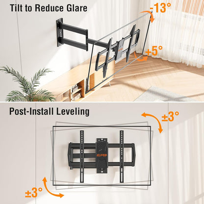 **ELIVED Long Arm TV Mount - Articulating Wall Bracket for 42-75 Inch TVs | 32" Extension Arm, Swivel & Tilt**