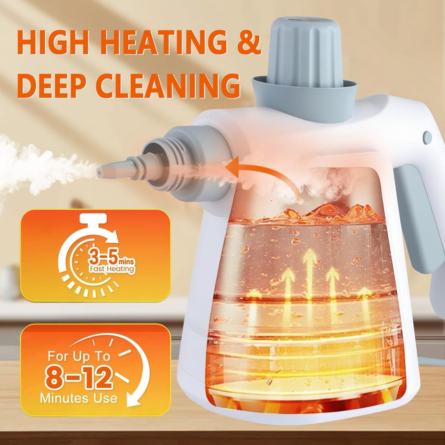 Pressurized Steam Cleaner, Handheld Multi-Surface Steamer with 11 Accessories & Steam Lock, 350ml Tank for Home, Car, Kitchen, Bathroom, Windows – Chemical-Free Deep Cleaning