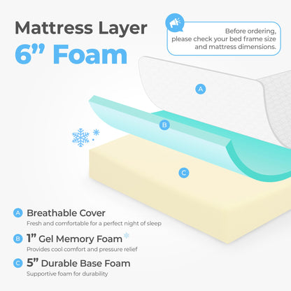 Neo Sleep 6 Inch Twin XL Cooling Memory Mattress for Pressure Relief & Cool Sleep Medium Firm CertiPUR-US Certified Foam, Mattress-in-a-Box Comfort & Supportive Fiberglass Free (Twin XL, 6 in)