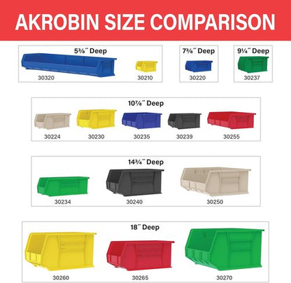 Akro-Mils Plastic Storage Bins - Space-Saving Stackable Organizers for Garage & Pantry | Green, 11" x 11" x 5", 6-Pack