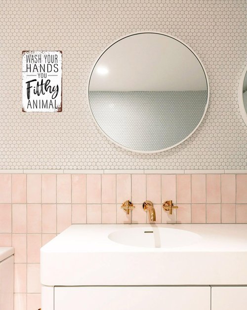 Funny Bathroom Wall Decor - 'Wash Your Hands You Filthy Animal' Metal Sign | 8x12 Inches Humor Gift