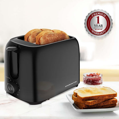 OVENTE Electric Toaster - 6-Shade Browning Selector, Compact Design, Removable Crumb Tray, 700W Power