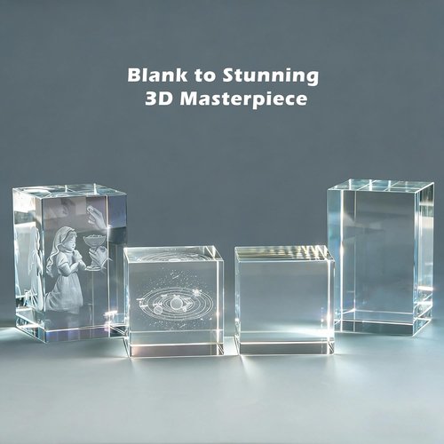 K9 Crystal | Genuine Blank Blocks for Inner Laser Engraving - High Clarity Rectangular & Cube Sizes