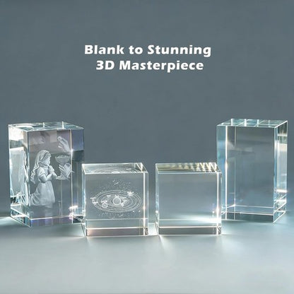 K9 Crystal | Genuine Blank Blocks for Inner Laser Engraving - High Clarity Rectangular & Cube Sizes