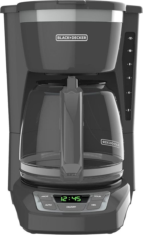 BLACK+DECKER™ 12-Cup Programmable Coffeemaker - Sleek Gray Design for Effortless Brewing
