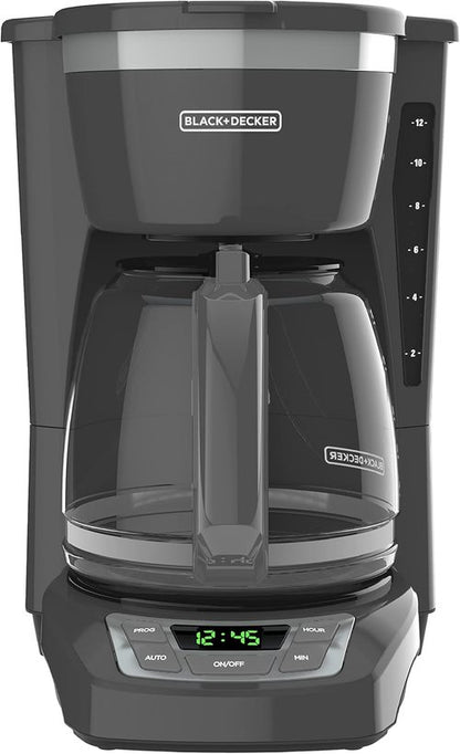 BLACK+DECKER™ 12-Cup Programmable Coffeemaker - Sleek Gray Design for Effortless Brewing