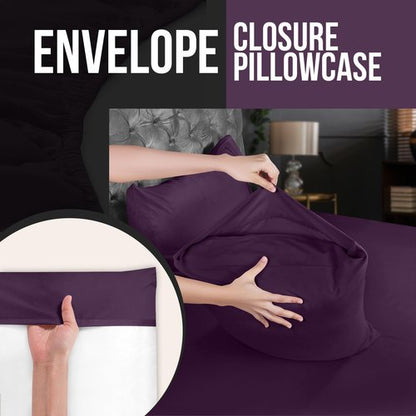 Utopia Bedding Queen Pillow Cases - 4 Pack - Envelope Closure - Soft Brushed Microfiber Fabric - Shrinkage and Fade Resistant Pillow Covers Queen Size 20 X 30 Inches (Queen, Purple)