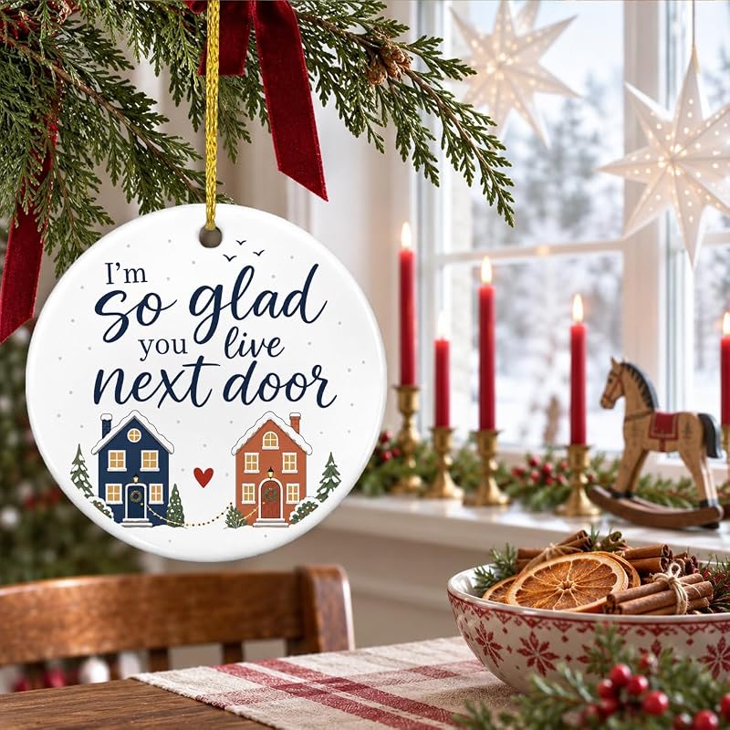 Ceramic Christmas Ornament – Neighbor Gift, 2.8 inch Holiday Decoration