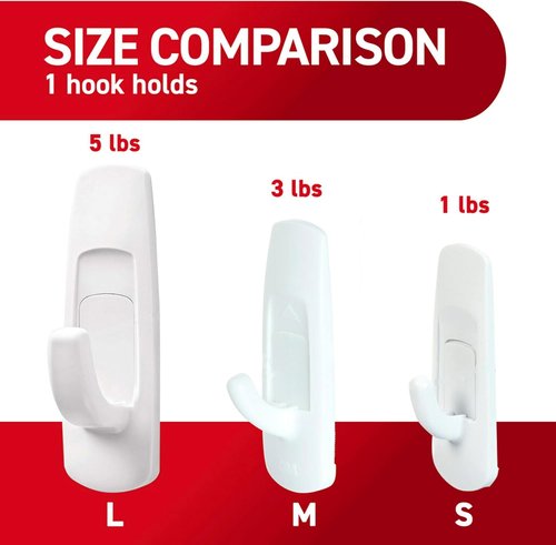 Command 5 lb Large Utility Hooks - Damage-Free Wall Hooks with Adhesive Strips | 12 Strips for Easy Organization