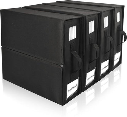 EXLIFBAG Sheet Organizers - Foldable Linen Closet Storage with Window | XL for Queen & King Size, Black