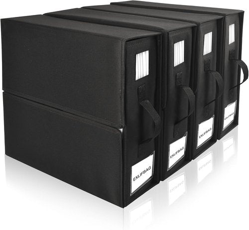 EXLIFBAG Sheet Organizers - Foldable Linen Closet Storage with Window | XL for Queen & King Size, Black