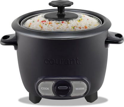 Courant Rice Cooker - 8-Cup Capacity, Removable Non-Stick Bowl, One-Touch Operation, Black