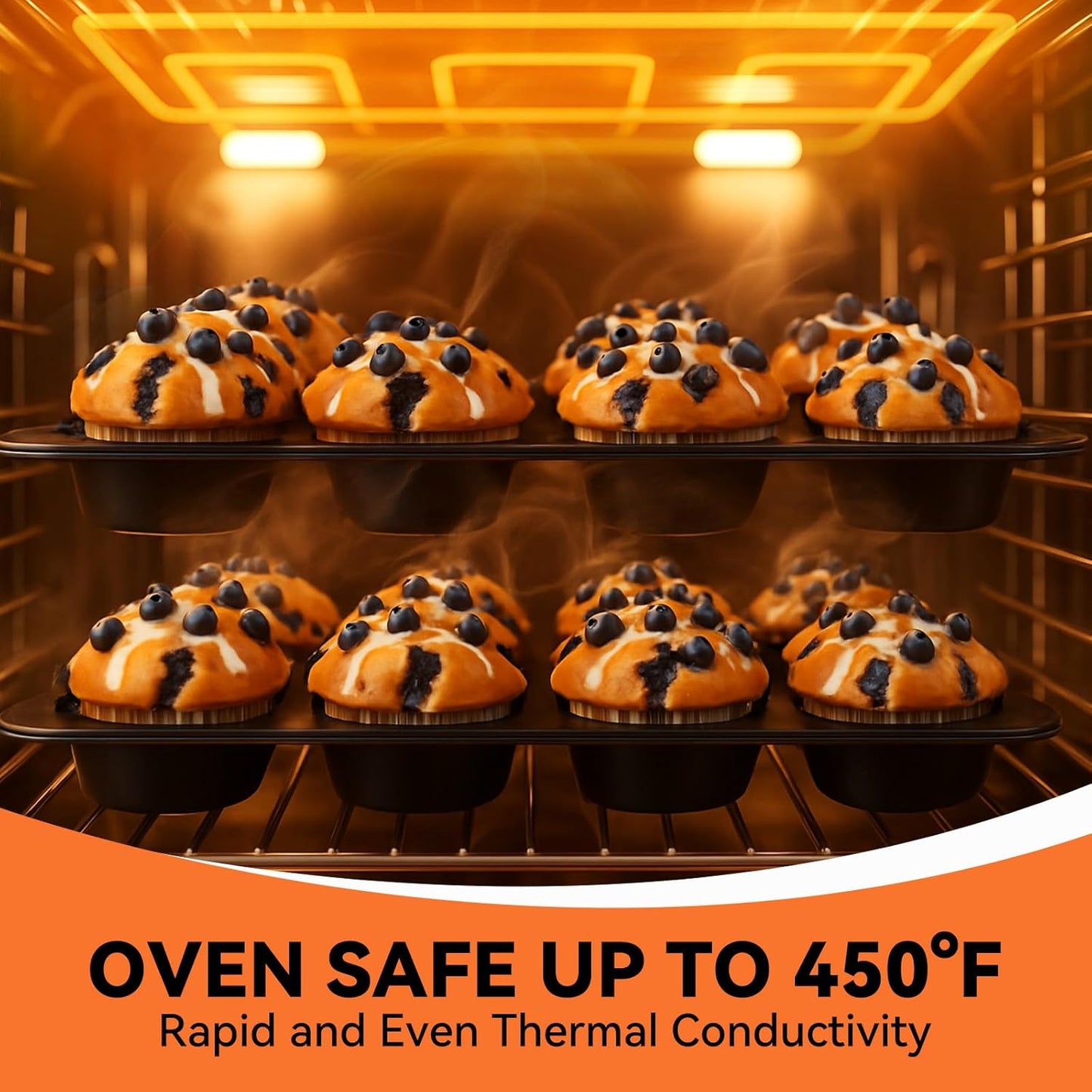 Yoehka Muffin Pan Set - Nonstick 12-Cup Baking Tin for Perfect Cupcakes | Durable Carbon Steel