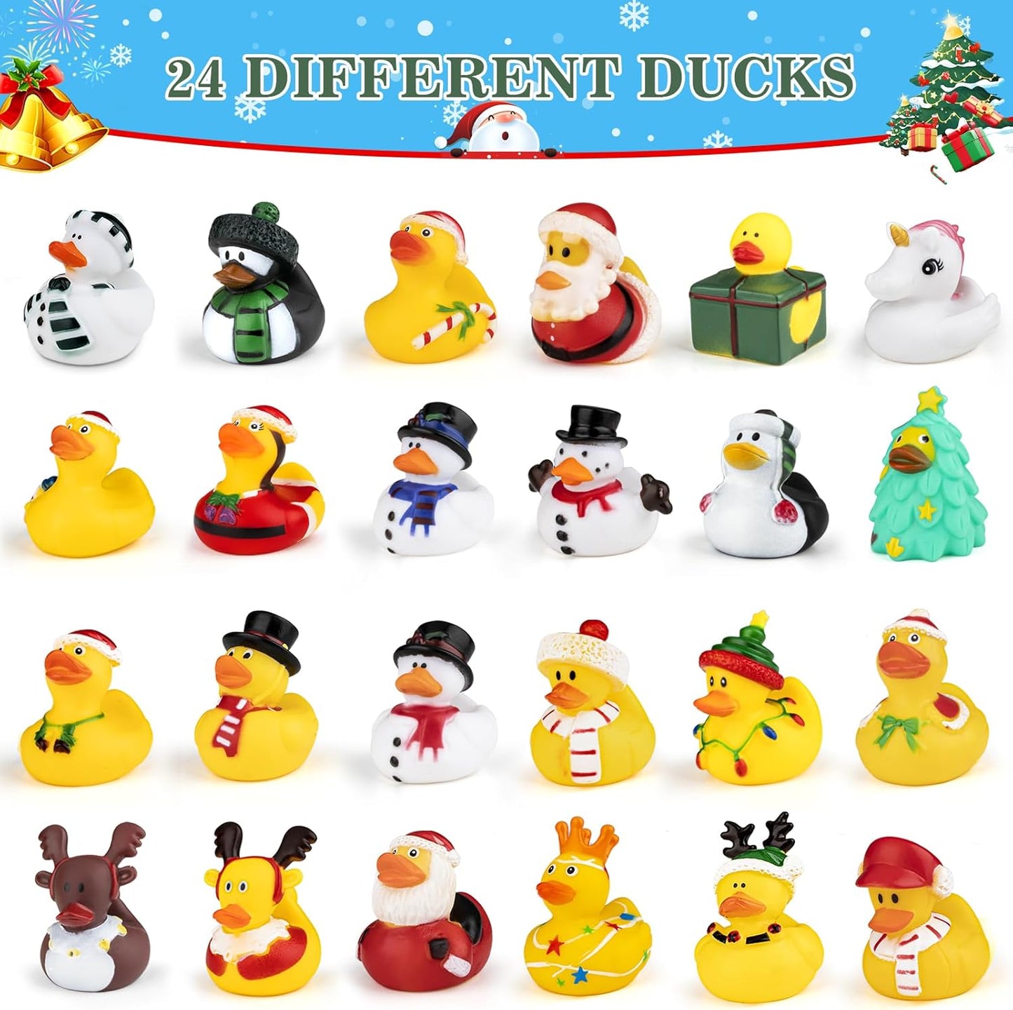 Rubber Duck Advent Calendar - 24 Days Countdown Christmas Decor | Fun Bath Toys for Kids