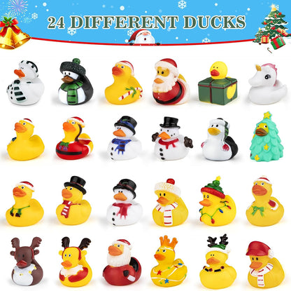 Rubber Duck Advent Calendar - 24 Days Countdown Christmas Decor | Fun Bath Toys for Kids