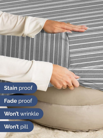 Extra Deep Twin XL Fitted Sheet - Hotel Luxury Single Fitted Sheet Only - Easily Fits 18 inch to 24 inch Mattress - Ultra Soft, Wrinkle Free w/Extra Deep Pockets - Breathable & Comfy - Grey Stripes